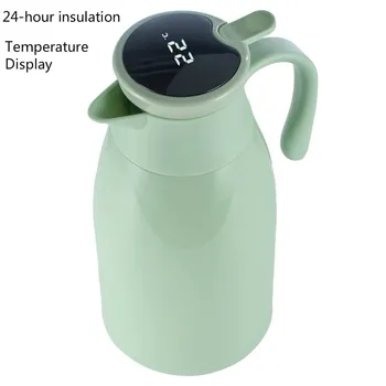 1L-1.9L Smart Insulation Kettle Thermos Bottle Home Hotel Large Capacity Glass Liner Coffee Pot Temperature Display Water Bottle 1