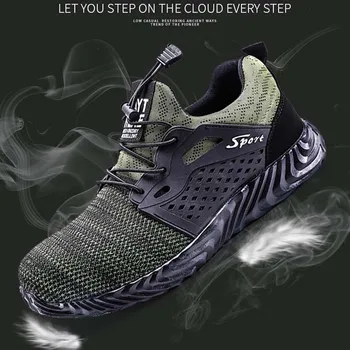 

2019 New Style Adults Soft Lightweight Breathable Anti-slip Work Shoe Boots Outdoor Sports Safety Sneakers with Reflective Light