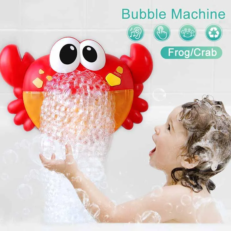 Outdoor Bubble Frog Crabs Baby Bath Toy Bubble Maker Swimming Bathtub Soap Bubble Machine Toys for Children With Music Water Toy