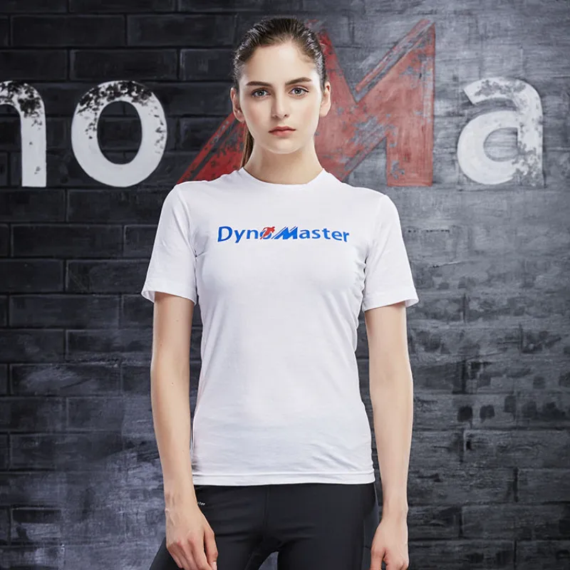 Dynomaster белая тренировочная Мужская женская спортивная футболка для бега из хлопка уличная дышащая спортивная одежда