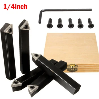 

1/4" Lathe Turning Tool Holder Boring Bar Carbide Insert Accessories Bit Kit