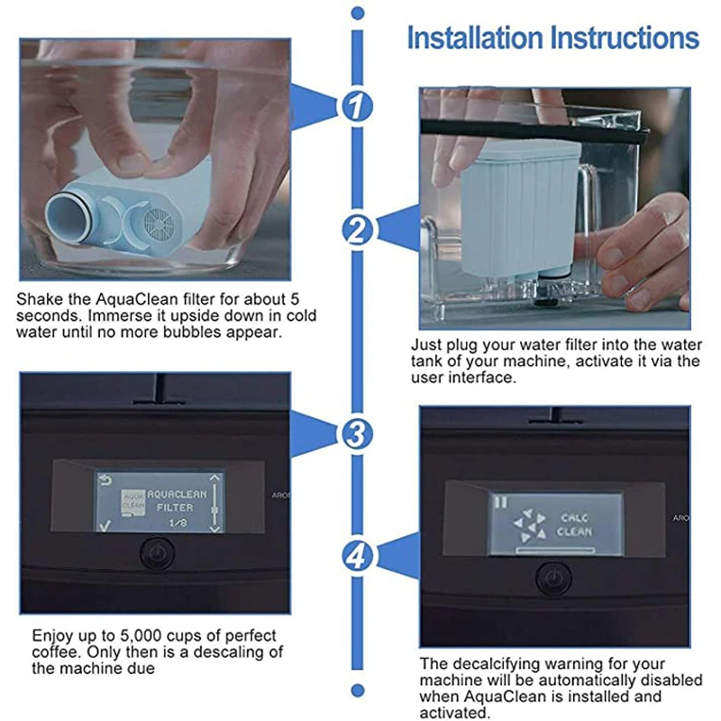 Water Filter Compatible with AquaClean CA6903 For Saeco Philips LatteGo  Machines