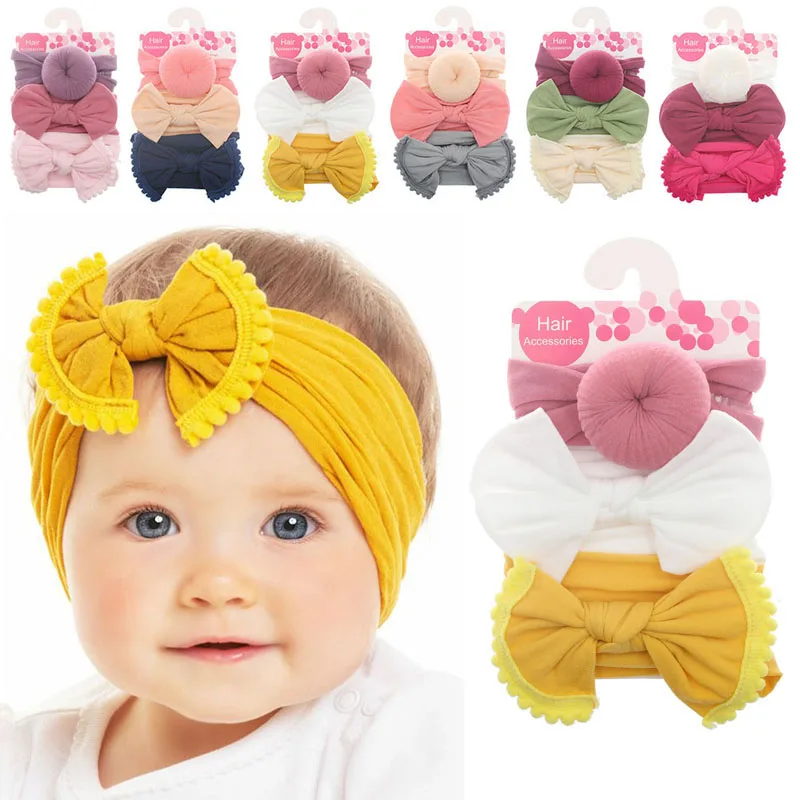 

3Pcs/Sets Baby Girl Bowknot Elastic Headbands Holiday Party Hair Band Headwear Accessories hot