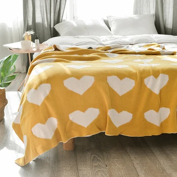 

Cotton Knitted Blanket Super Soft Throw Towel Heart Modern Bedding Blanket for Adults Kids Baby Couch Travel Cobija Cobertor