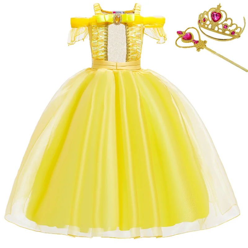 Princess Little Girls Cosplay Summer Flower Dresses Girl's Snow Queen Dress Clothing Baby Kids Beauty Princess Clothes Customes smocked baby dresses Dresses