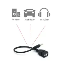 3.5mm Male To USB Female Cable 3.5mm Male Audio AUX Jack To USB 2.0 Type A Female OTG Converter Adapter Cable