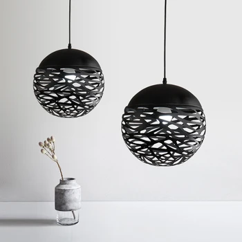 

European-style Modern LED Pendant Light Iron Hollow Out Metal Ball Pendant Lamp Living Dining Room Shop Bar Restaurant Droplamp