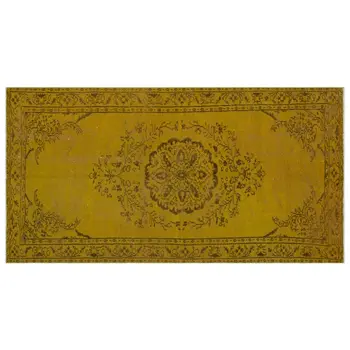 

Handmade Yellow Vintage Overdyed Turkish Area Rug 153x273 Cm-5'0''X8'11''
