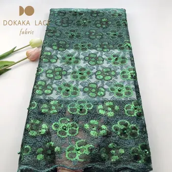 

Beaded Sequined Embroidered African Net Lace Fabrics In Green Color Nigerian Lagos Noble Women Bride Wedding Sewing Net Material