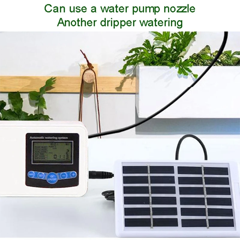 

Automatic Watering Device Solar Double Pump 12 Flow Regulator Smart Timing Drip Irrigation Atomizing Watering Device