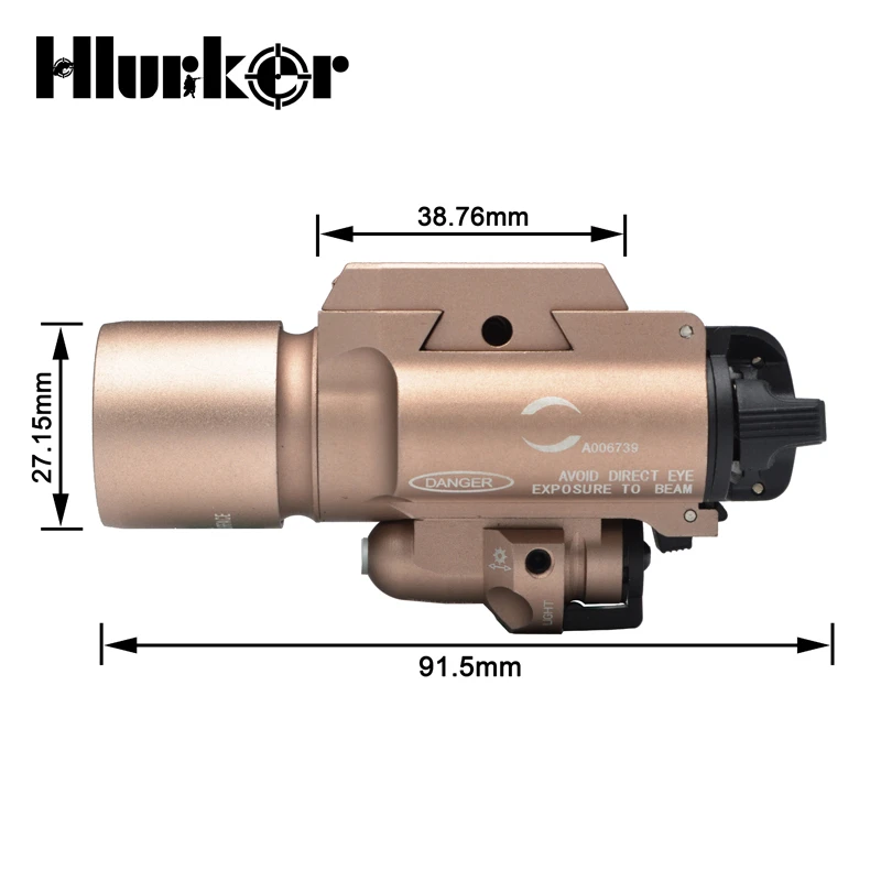 US $67.48 Tactical Hunting Army X400 Airsoft Weapons Glock Flashlight 3W 400 Lumen Scout Weapon Light With Red Laser Scope For Pistol AR15