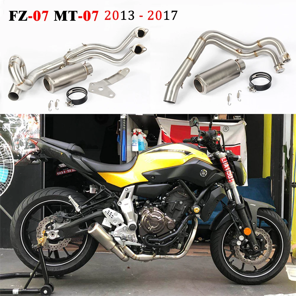 MT07 FZ07 выхлопная система для мотоцикла MT 07 для Yamaha FZ-07 MT-07 2013- Модифицированная Передняя средняя Соединительная труба глушителя