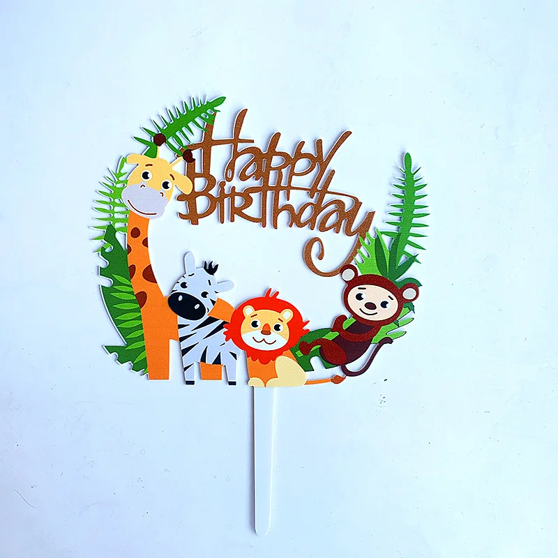 Creative Cute Cartoon Acrylic Cake Card Happy Birthday Small Animal  Birthday Cake Decoration Cake Decorating Supplies