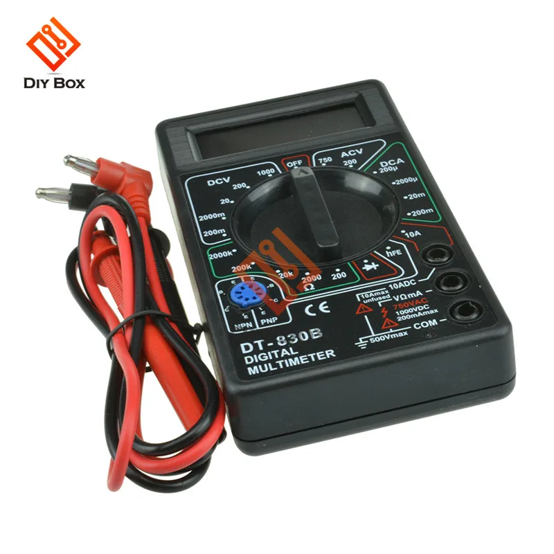 DT830B мультиметр Цифровой дисплей Электрический ручной тестер метр Вольт Ампер Ом тестер метр ЖК-дисплей цифровой дисплей с кабелем зонд