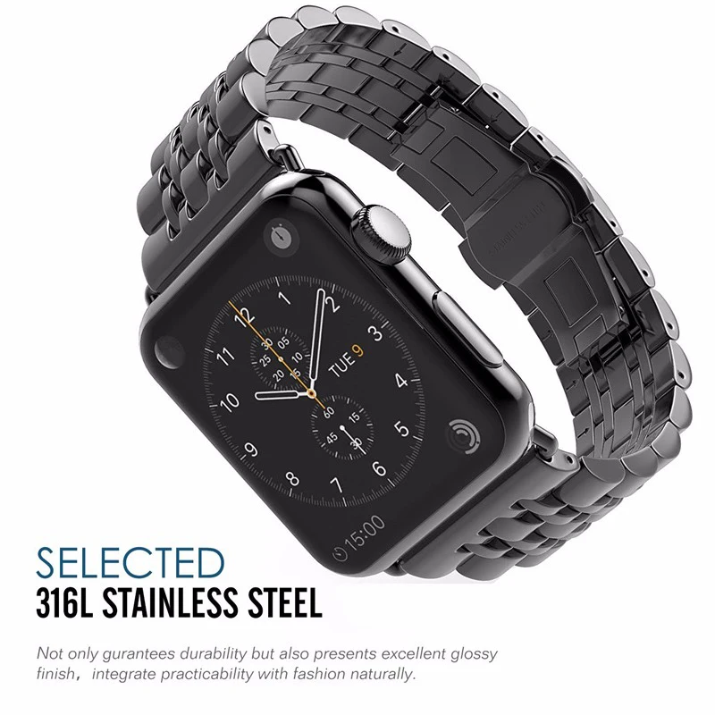 Ремешок из нержавеющей стали для apple watch band apple watch 4 3 5 2 44 мм 40 мм 42 мм 38 мм iwatch band Link браслет аксессуары для часов