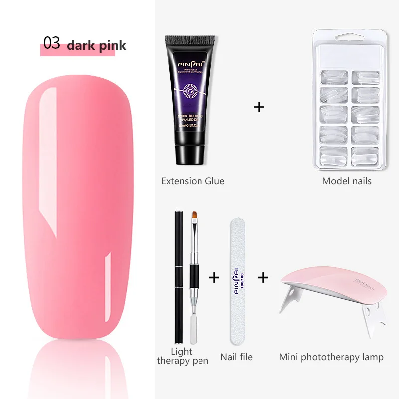 

6pcs/Set Nail Gel Kit 15ml Quick Building Set Nail Polish Nail Dryer For Nail Extensions UV LED Lamp Gel Polish Nail Art TSLM1