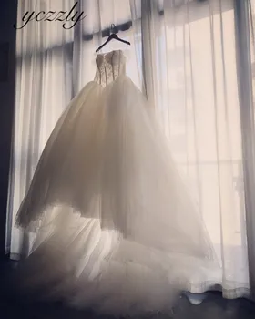 

Vestido De Noiva Princesa 2019 Elegant Off-shoulder Lace Appliques Ball Gown Puffy Wedding Gowns Chapel Train Bride Dress RW291