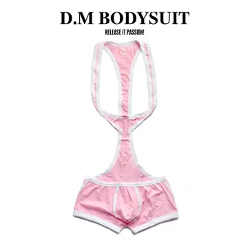 

Men's mesh breathable suspender shorts panties low waist sexy tide boxer youth strap flat