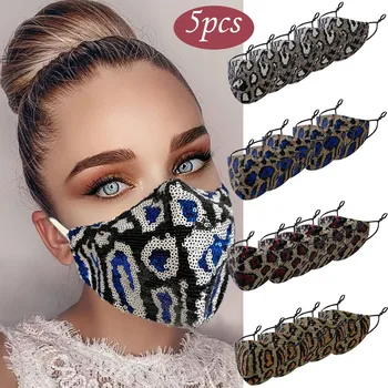 

5PCS Adult Women Paillette Adjustable Washable Safet Protect Haze Face Mask Variety of colors Cotton Comfortable dust cover