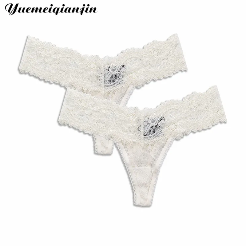 2 шт., кружевное сексуальное женское нижнее белье, трусы для женщин, трусики стринги, трусы чистого цвета, открытые белые кружевные трусики