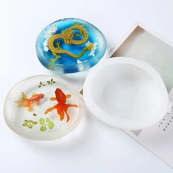 

Natural Stone Shape Resin Art Molds DIY Vivid Goldfish Dragon Resin Mold Home Decor Ornament Molds Office Desk Showpiece