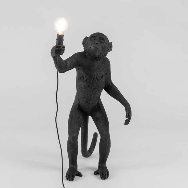 Полимерная лампа в форме обезьяны, подвесной светильник для гостиной, лампы для художественного салона, кабинета, светодиодный светильник s lustre с E27, светодиодные лампы, подвесные украшения - Цвет корпуса: Black Floor lamp
