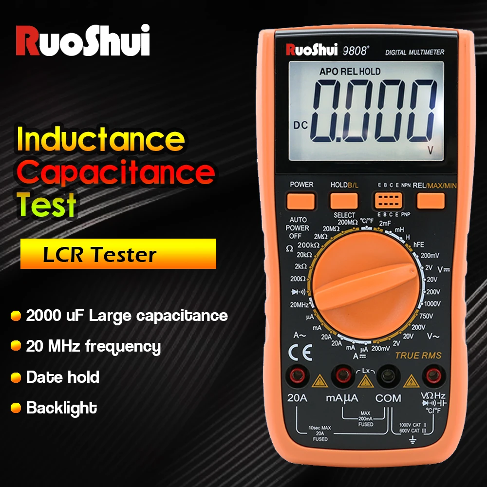 Beste Ruoshui Multimeter 9808 + Hoge Precisie Digitale 2000 Uf Capacimeter 10 Mhz Frequentie Temperatuur En Inductie Meten Met Lcr