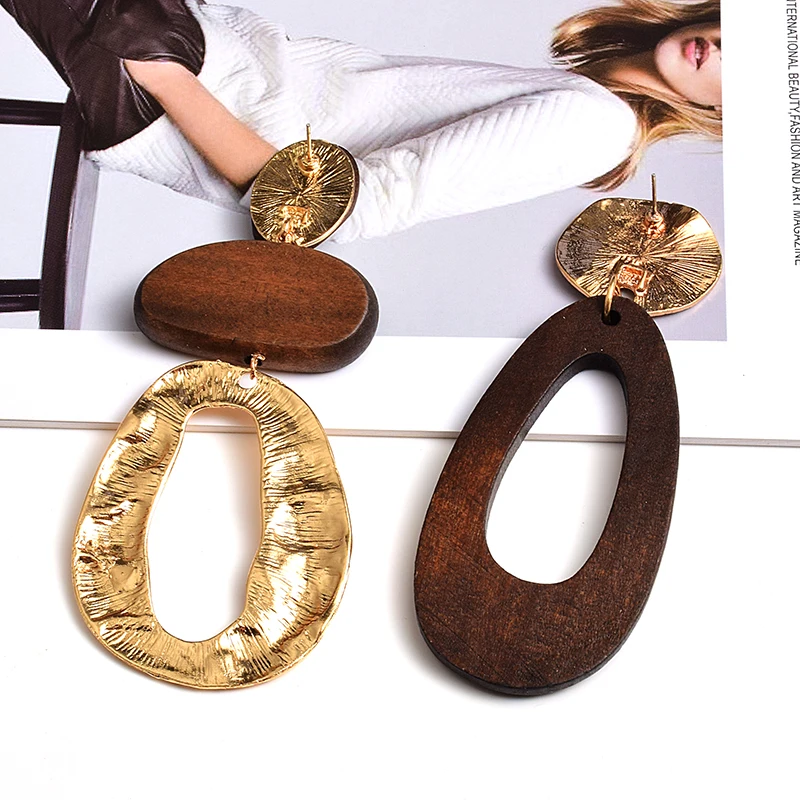 New Arrival Irregularly shaped wooden earring Statement Big Drop Earrings Fashion Trend Fine Jewelry Accessories For Women