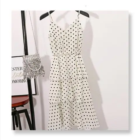 Dress women Новое Женское летнее платье в горошек без рукавов на бретелях, пляжное платье в богемном стиле с v-образным вырезом и оборками, праздничное красное платье - Цвет: Dress women
