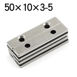 2/5/10/20 Pcs 50x10x3-5 Block NdFeB Neodymium Magnet N35 Super Powerful imanes Permanent Magnetic 50 x 10 x3 Hole 5