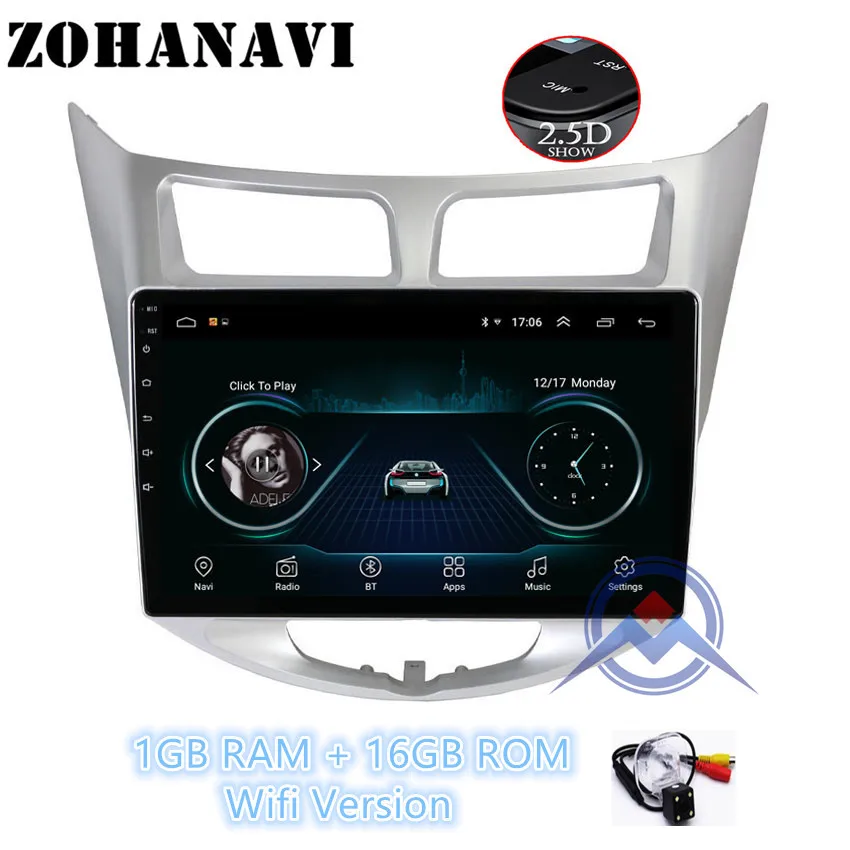 1G 16G sedan ZOHANAVI 10,2 дюймов Android 9,0 Автомобильный gps dvd-плеер для hyundai Solaris Verna accent автомобильный радио головное устройство видео плеер навигация - Цвет: 1G 16G sedan