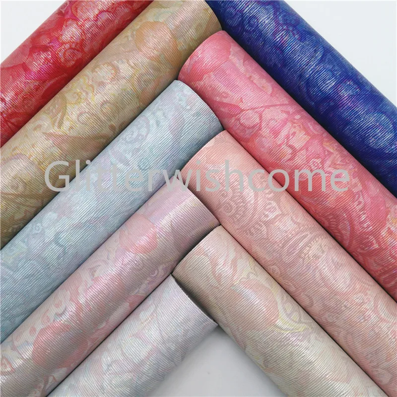 Glitterwishcome 21X29 см A4 размер с цветочным принтом искусственная кожа ткань, переливающиеся синтетические кожаные ткани листы для бантов, GM498A