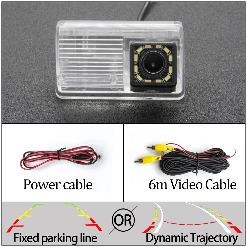 Фиксированный или динамическая траектория заднего вида Камера для Защитные чехлы для сидений, сшитые специально для Toyota Corolla Verso 2004 2005 2006 2007 2008 2009 lifan 620 автомобильный резервный монитор - Название цвета: 12LED Camera Only