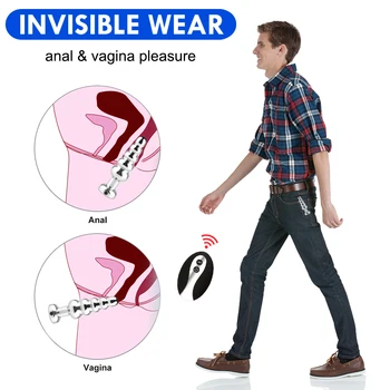 10 Speed Vibrator Metel Anal Beads Vibration Butt Plug USB Rechargeable Wireless Remote Control Prostate Massager ass sex toy 4