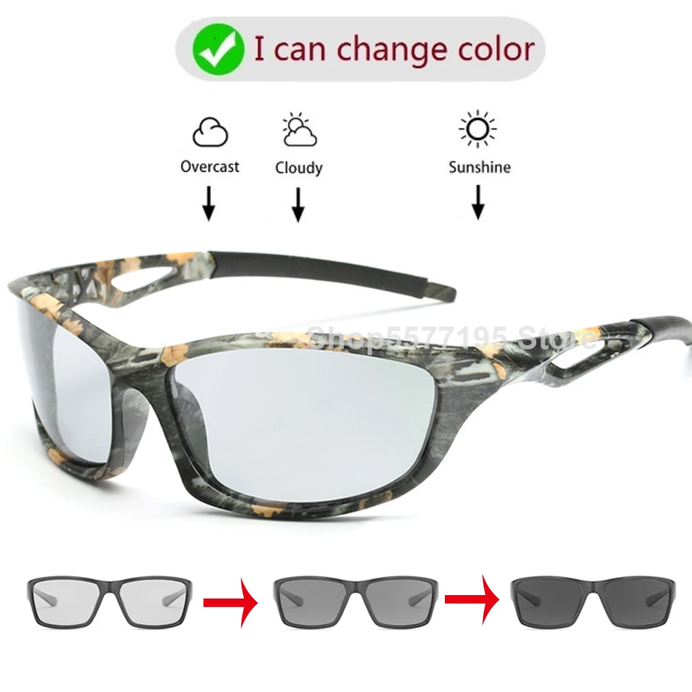 

Driving Photochromic Sunglasses Camo Polarized Chameleon Discoloration Sun Glasses for Women Men Gafas de sol masculino UV400