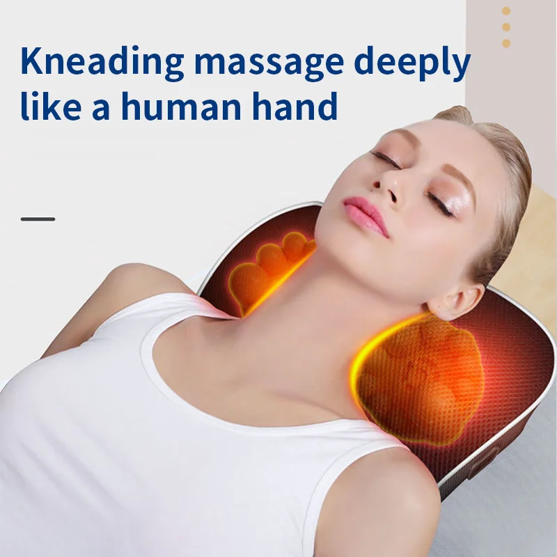 Shiatsu electric pentru cap, gât, tracțiune cervicală, masaj corporal, pernă pentru spate pentru mașină, cu dispozitiv de masaj vibrator de încălzire_voghion.com