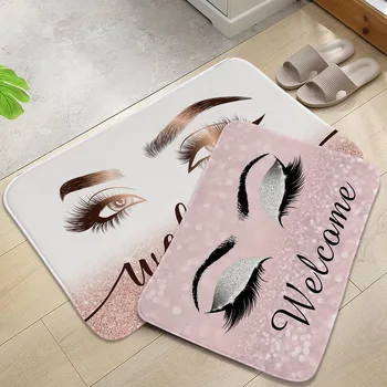 

Silstar Tex Creative Rose Golden Eyelashes Mats Modern Printing Long Carpet Washed Welcome Door Mat Glitter Decorative Pad