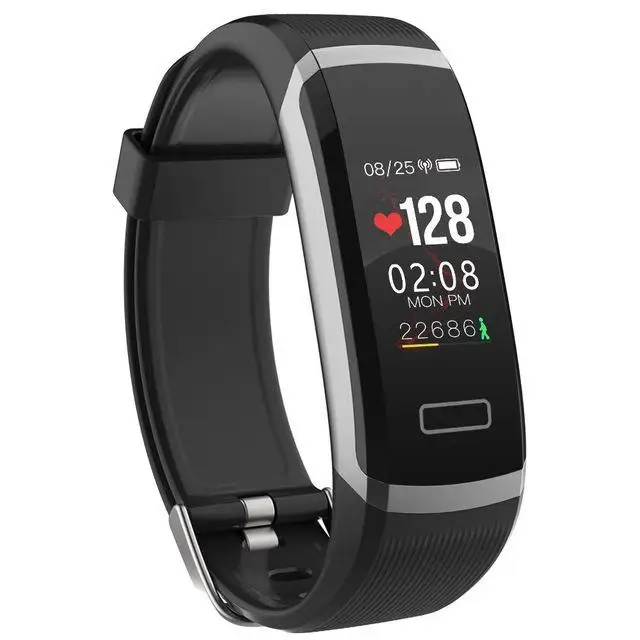 GT101 Smart Band 0,9" цветной экран умный Браслет динамический монитор сердечного ритма в реальном времени спортивные водонепроницаемые часы и секундомер - Цвет: Black