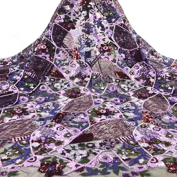 

Latest Style African French Tulle Mesh Lace Fabric High Quality French Laces Fabrics With Sequins For Nigerian Wedding rof82-240