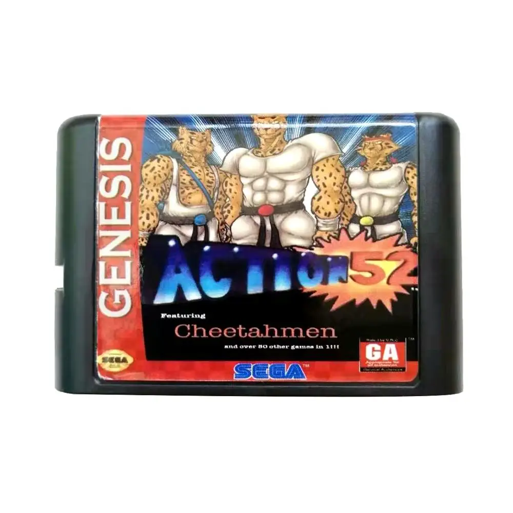 

Action 52 in 1 for 16 bit Sega MD Game Card for Mega Drive for Genesis US PAL Version Video Game Console