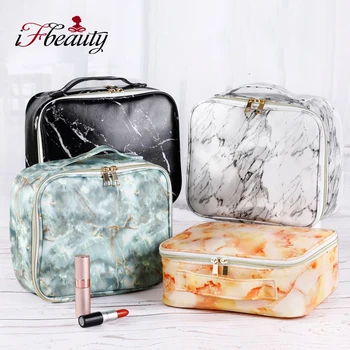 

Multifunctional Cosmetic Bag Women Marble Pattern PU Leather Waterproof Travel Necessaries Toiletry Organizer Zipper Case Pouch