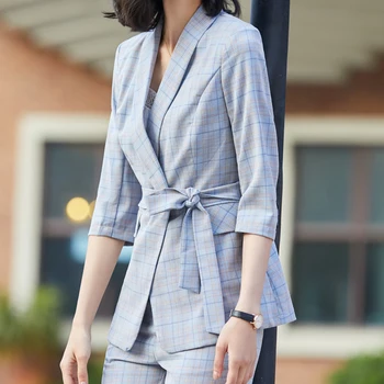 

2020 New Summer Spring Plaid Women Blazer/Pants Jackets Female Retro Suits Coat Feminino blazers Outerwear high quality