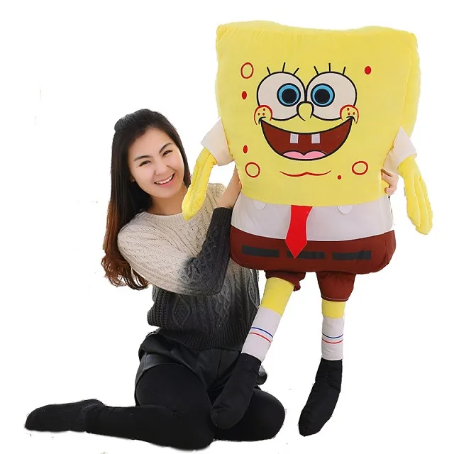 Big 75cm Sponge Bob Stuffed Cartoon Figure Spongebob Plush Toy Soft Anime Doll For Kids Gift Toys Sofa Pillow Cushion