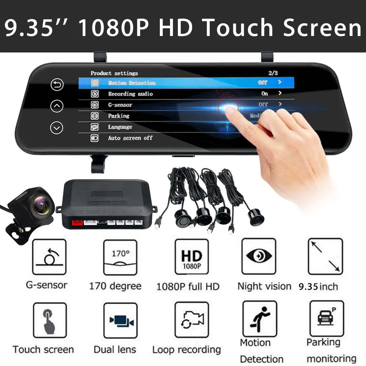 

Touch-Screen Car DVR Dash Cam Full HD 1080p Stream Rear View Camera GPS Radar Detector DVR Car Reverse Radar Car Camera Record