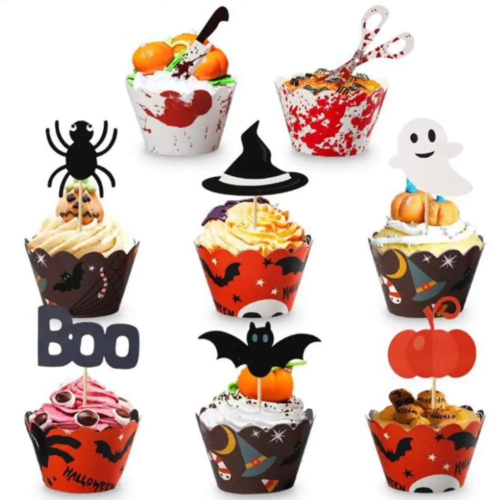 

E-doo Cupcake Wrapper Bake Cake Paper Cups Baking Cup Muffin Case Trays for Halloween Party Cake Decorative Accessories