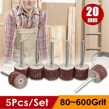 

New 5PCS 20mm Sanding Wheel Discs Grinding Sandpaper Rotary Abrasive Tools Sanding Flap Disc Woodworking Accessories 80-600 Grit