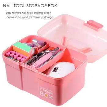 

Storage Case Boxes 2 Layer Plastic Manicure Tools Display Container Organizer Household Collection Box Nail Art Tool