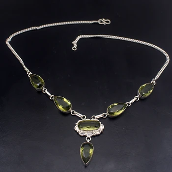 

Glowing Unique New GreenTopaz 925 Sterling Silver Women Necklace 19 inches VC11