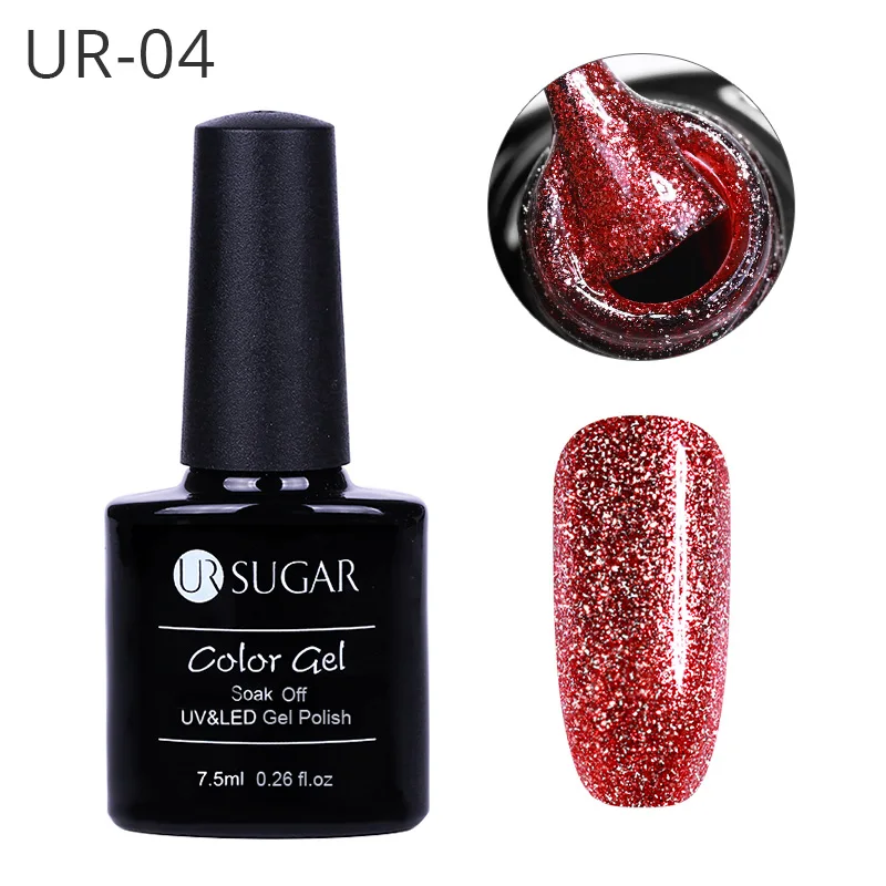 Ur Sugar, 7,5 мл, голографический блеск, карамельный цвет, красный цвет, замочить от УФ-геля, лак, основа, топ, матовый лак для ногтей - Цвет: 116