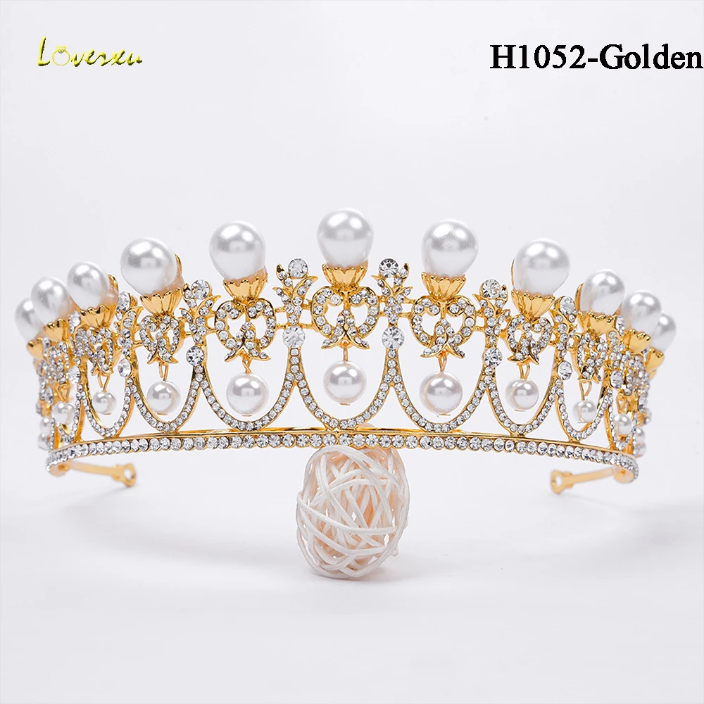 Loverxu, Роскошная золотая Хрустальная свадебная корона, диадемы, модная королева для женщин, свадебная корона, головной убор, свадебные украшения для волос, аксессуары